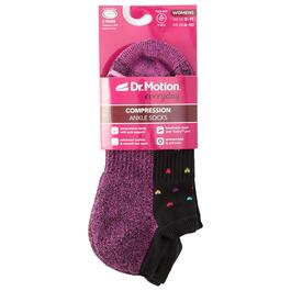 Womens Dr. Motion 2pk. Hearts Compression Ankle Socks