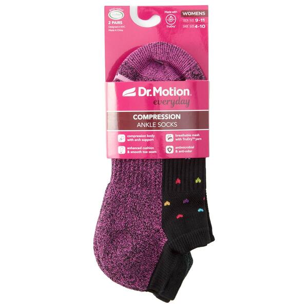 Womens Dr. Motion 2pk. Hearts Compression Ankle Socks - image 