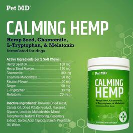 Pet MD Calming Hemp Soft Chews for Dogs - 120 Count