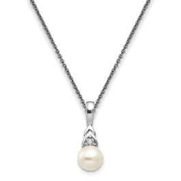 Gemstone Classics&#40;tm&#41; 14kt. White Gold Pearl Diamond Necklace