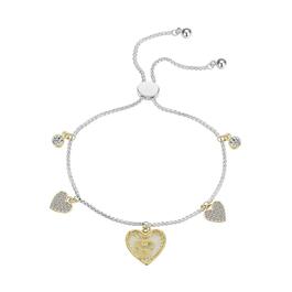 Shine Fine Silver Plated CZ Minnie Mouse Heart Bolo Bracelet