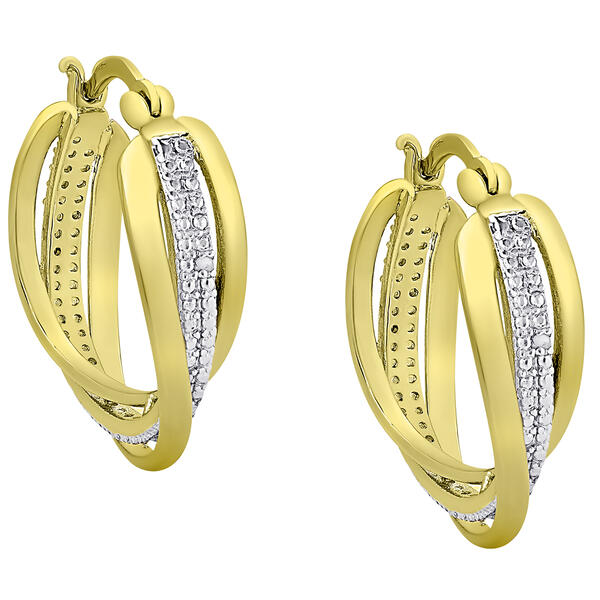 Gianni Argento Gold over Sterling Swirl Hoop Earrings - image 