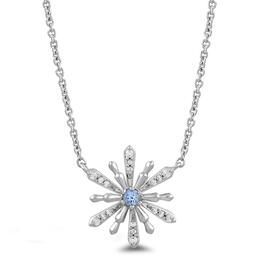 Enchanted Disney&#40;R&#41; Sterling Silver & Aquamarine Snowflake Necklace