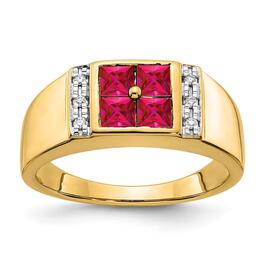 Mens Gentlemens Classics&#40;tm&#41; 14kt. Gold Diamond & Ruby Accent Ring