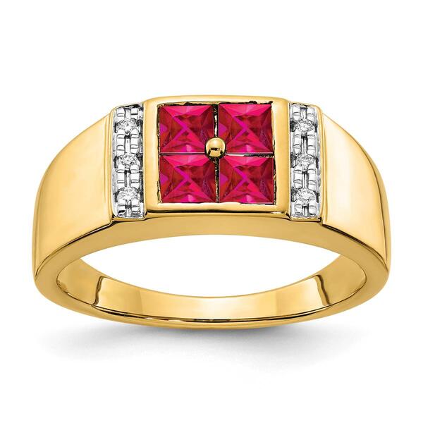 Mens Gentlemens Classics&#40;tm&#41; 14kt. Gold Diamond & Ruby Accent Ring - image 