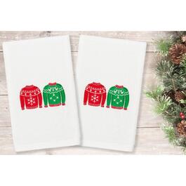 Linum Home Textiles Christmas Sweaters Hand Towels Set Of 2