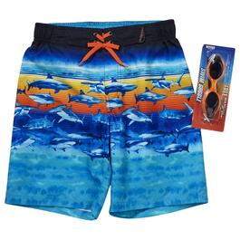 Boys &#40;8-20&#41; ZeroXposur Shark Zinnia Board Shorts & Goggles
