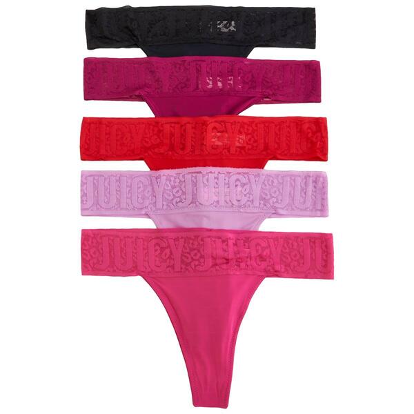 Juniors Juicy Couture 5pk. Micro Lace Thong Panties JC31295PKH - image 