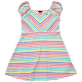 Girls &#40;7-16&#41; Nautica Short Sleeve Empire Waist Striped Knit Dress