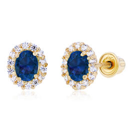 Gemstone Classics&#40;tm&#41; Yellow Gold Blue Sapphire Oval Earrings