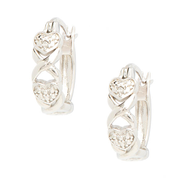 Gianni Argento Sterling Silver X and Heart Hoop Earrings - image 