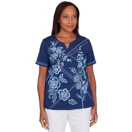 Womens Alfred Dunner Monotone Embroidery Top