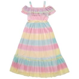 Girls &#40;7-16&#41; Rare Editions Rainbow Ombre Pleated Maxi Dress