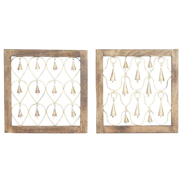 9th & Pike&#40;R&#41; Gold Hanging Bells Wall Decor - Set of 2 - image 