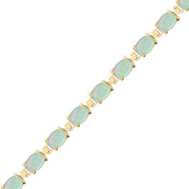Gold Plated Oval Lab Created Opal Tennis Bracelet