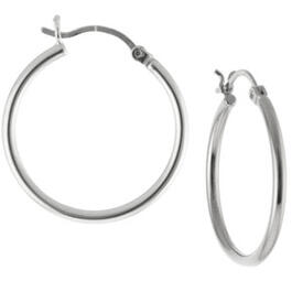 26mm Round Tube Hoop in Fine Silver Plate