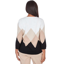 Petite Alfred Dunner Neutral Territory Ombre Diamond Sweater