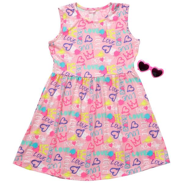 Girls &#40;7-16&#41; Dream Star Short Sleeve Yummy Graffiti Love Dress - image 