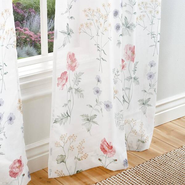 Martha Stewart Garden Print Pole Top Sheer Curtains