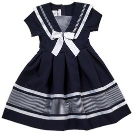 Girls &#40;7-16&#41; Bonnie Jean Nautical A-Line Dress w/Sailor Collar