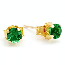 10kt. Gold 4mm Crystal Emerald Stud Earrings