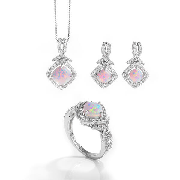 Gemstone Classics&#40;tm&#41; 3pc. Created Opal Sterling Silver Set - image 