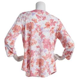 Petite Cure 3/4 Sleeve Roll Tab Ivory Floral Blouse