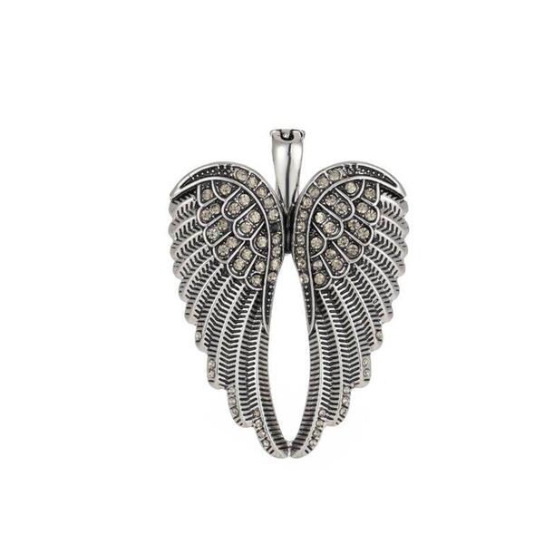 Wearable Art Silver-Tone Antique Angel Wings Enhancer - image 