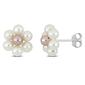 Gemstone Classics&#40;tm&#41; White & Pink Pearl Flower Stud Earrings - image 1