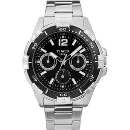 Mens Timex&#40;R&#41; Silver/Black Stainless Steel Watch - TW2U70400JI