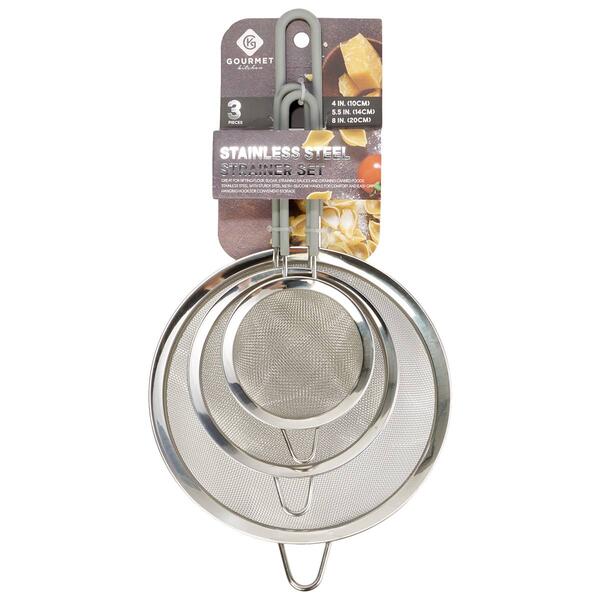 Stainless Steel 3pk. Strainer with Silicone Grip - image 