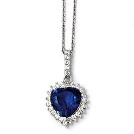Synthetic Dark Blue Spinel & CZ Heart Necklace
