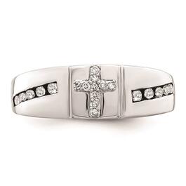Mens Pure Fire 14kt. White Gold Lab Grown Diamond Cross Ring