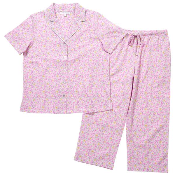 Womens Carole Hochman Short Sleeve Floral Capri Pajama Set - image 