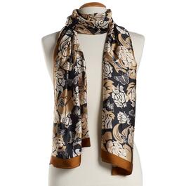 Womens Renshun Floral Butterflies Oblong Scarf w/ Solid Border