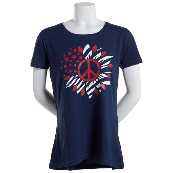 Womens North River Short Sleeve Crew Neck Peace Flag Graphic Tee - image 
