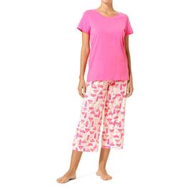 Womens HUE&#40;R&#41; Short Sleeve Sipping Spirits Tee & Capri Pajama Set