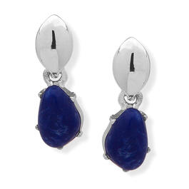 Chaps Silver-Tone & Blue Double Drop Earrings