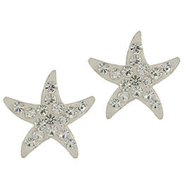 Sterling Silver Crystal Starfish Stud Earrings