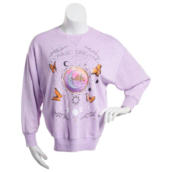 Juniors Self Esteem Cosmic Dreams Mineral Washed Sweatshirt - image 