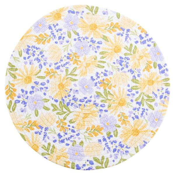 Ritz Watercolor Blooms Braided Round Placemat - image 