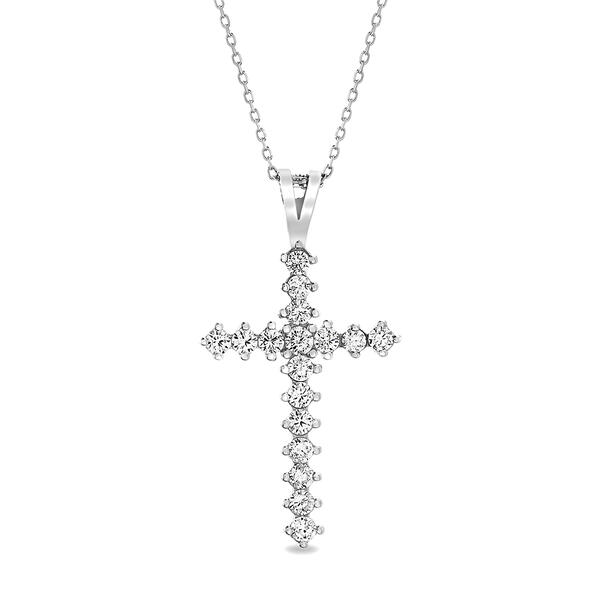 Creed Sterling Silver Cubic Zirconia Cross Necklace - image 