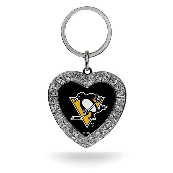 Womens NHL Pittsburgh Penguins Rhinestone Heart Key Ring - image 