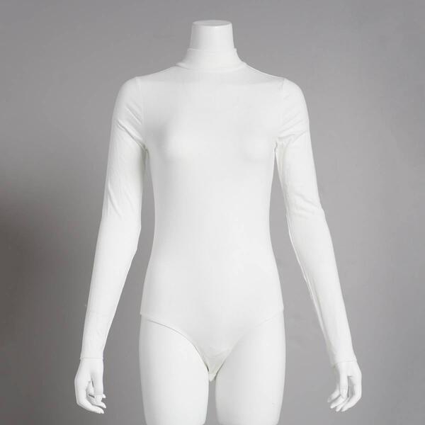 Juniors Self Esteem Long Sleeve Rayon Rib Mock Neck Bodysuit - image 