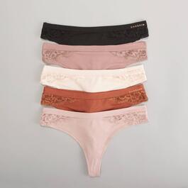 Womens Danskin 5pk. Spandex/Lace Thong Panties DS3019-5PKN