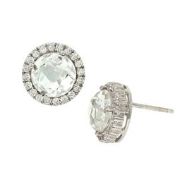 Forever New Checkerboard White Cubic Zirconia Halo Stud Earrings