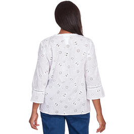 Petite Alfred Dunner In Full Bloom Butterfly Eyelet Top