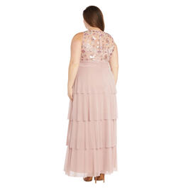 Plus Size R&M Richards Sleeveless Sequin Floral Tier A-Line Dress