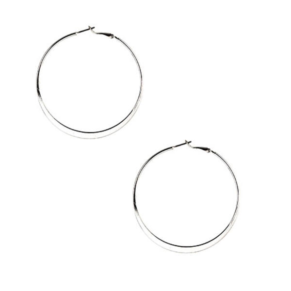 Nine West Large Silver-Tone Hoop Pierced Earrings - image 