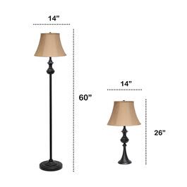 Lalia Home Homely Traditional Valletta 3pc. Metal Lamp Set
